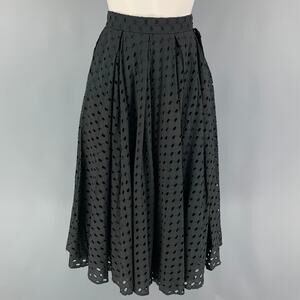 MOSCHINO Size 8 Black Cotton Eyelet A-Line Skirt